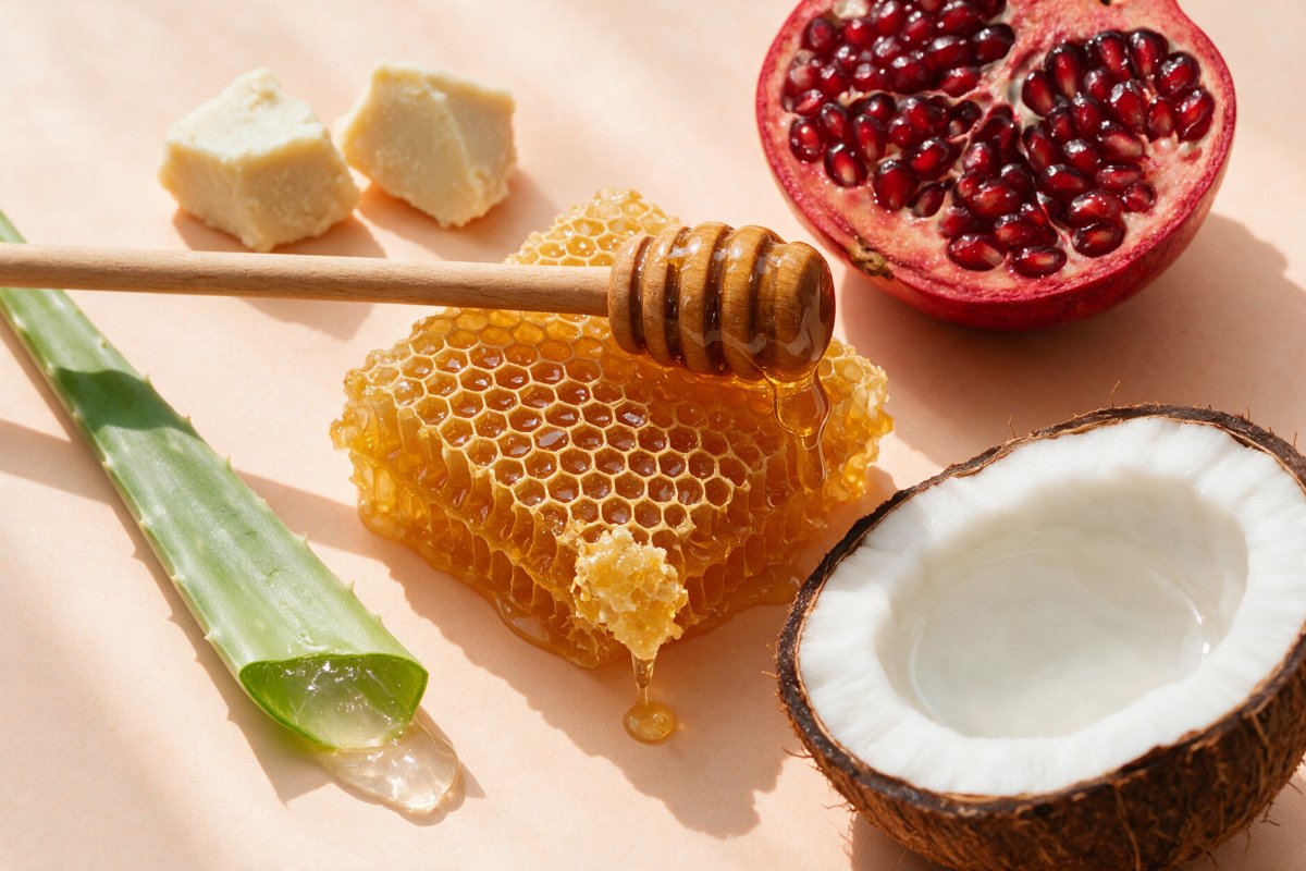 Honey, shea butter, pomegranate, coconut and aloe vera, key ingredients in the Curl Leave-In Conditioner