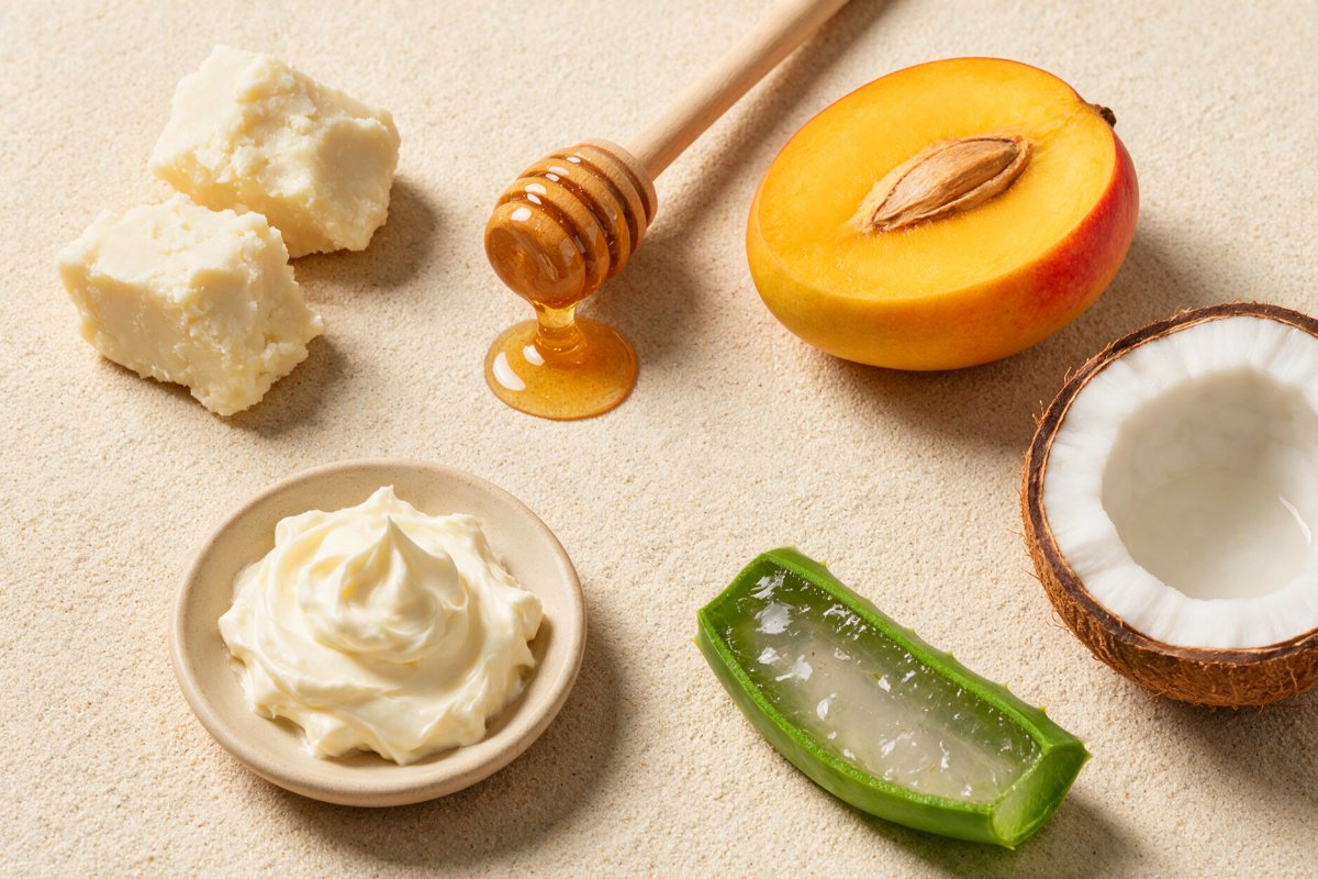 Curl cream ingredients: shea butter, honey, mango, coconut and aloe vera