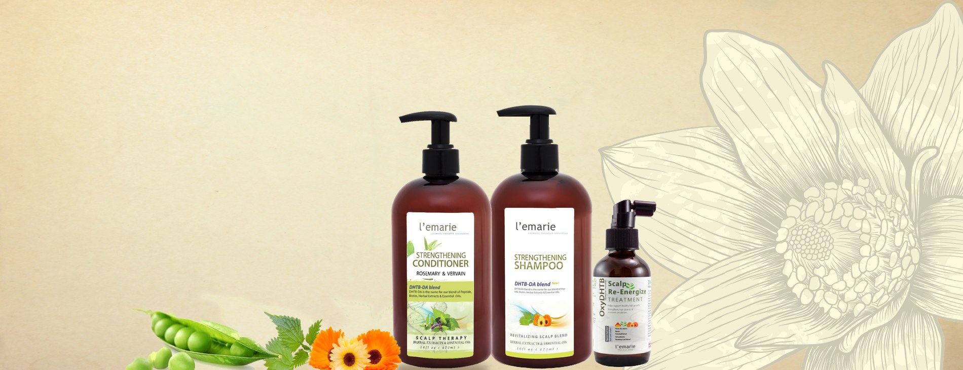L'emarie Strengthening Shampoo, Conditioner and Scalp Treatment